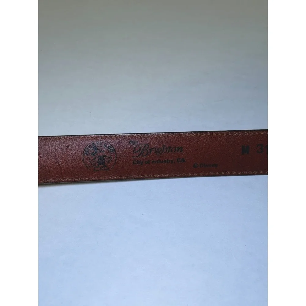 Brighton Disney Mickey Minnie Brown Leather Belt, Silver Heart Buckle Sz 26